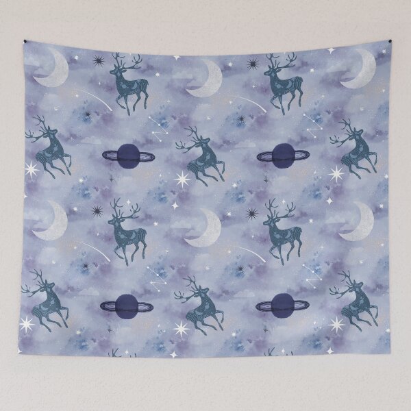 Item preview, Mystical Celestial Stags in Watercolor Galaxy designed and sold by Seamlessly Buffalo.
