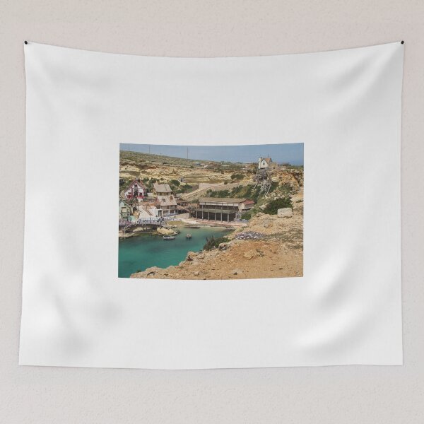 Item preview, Colorful Coastal Village On Rocky Cliffs With Small Boats In Calm Turquoise Bay designed and sold by Nmallia.