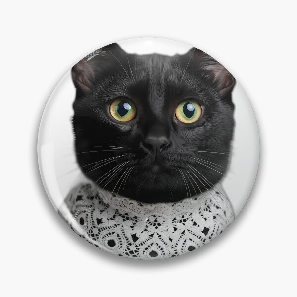 Item preview, Black Cat with Golden Eyes and Lace Collar designed and sold by pumsquare.