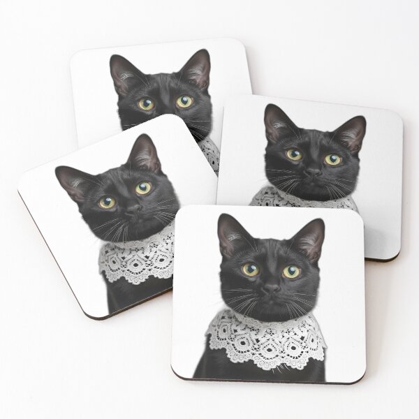 Item preview, Black Cat with Golden Eyes and Lace Collar designed and sold by pumsquare.