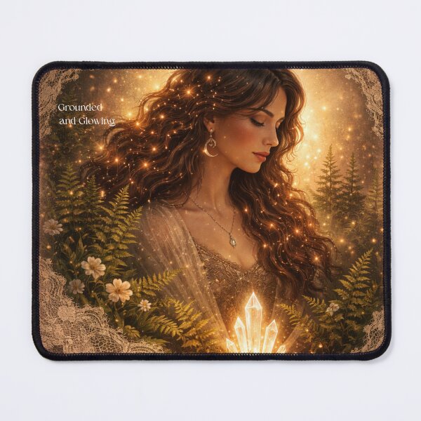 Item preview, Grounded and Glowing – Mystical Feminine Forest Art with Golden Embers designed and sold by SamEmbersLiving.
