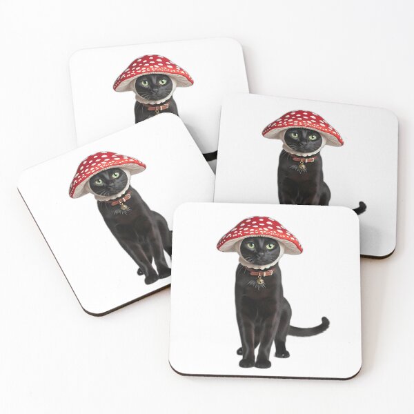 Item preview, Mushroom Hat Black Cat designed and sold by pumsquare.