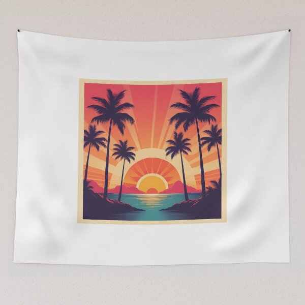 Item preview, Retro Sunset Palm Trees 80s Vintage Aesthetic - 2 designed and sold by RELAX STATION.