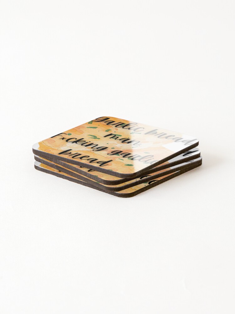 Thumbnail 4 of 5, Coasters (Set of 4), garlic bread designed and sold by BossKey.