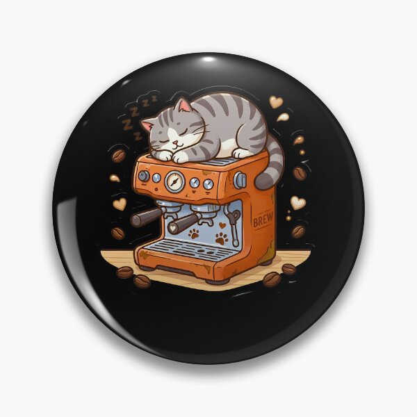 Item preview, Espresso Nap - Cute Tabby Cat Sleeping on Vintage Coffee Machine designed and sold by AbulailArt.