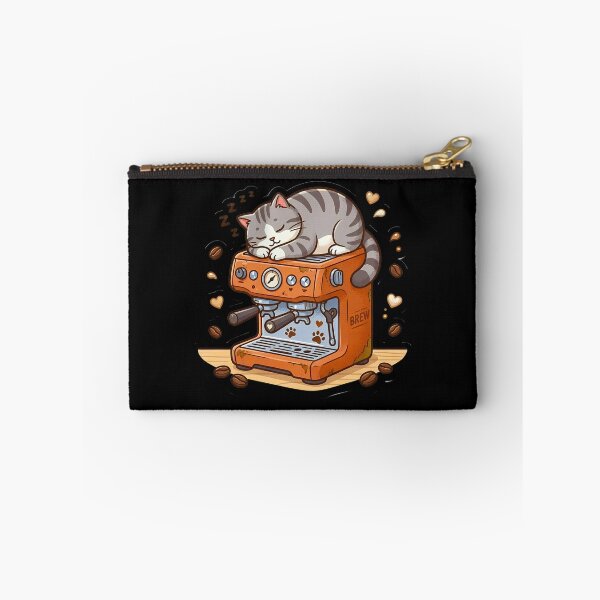Item preview, Espresso Nap - Cute Tabby Cat Sleeping on Vintage Coffee Machine designed and sold by AbulailArt.
