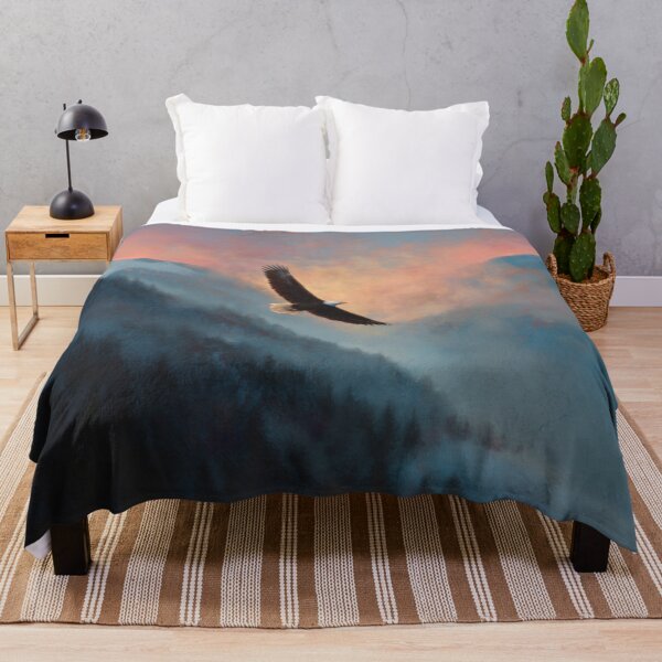 Item preview, A Bald Eagle soaring above misty mountains at sunrise, Birds in Motion designed and sold by CDC40.