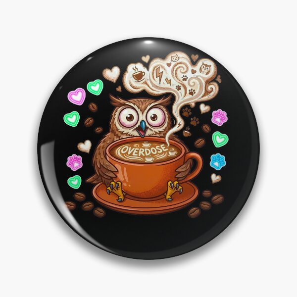 Item preview, Coffee Overdose - Funny Wide-Eyed Owl & Caffeine Rush Art designed and sold by AbulailArt.
