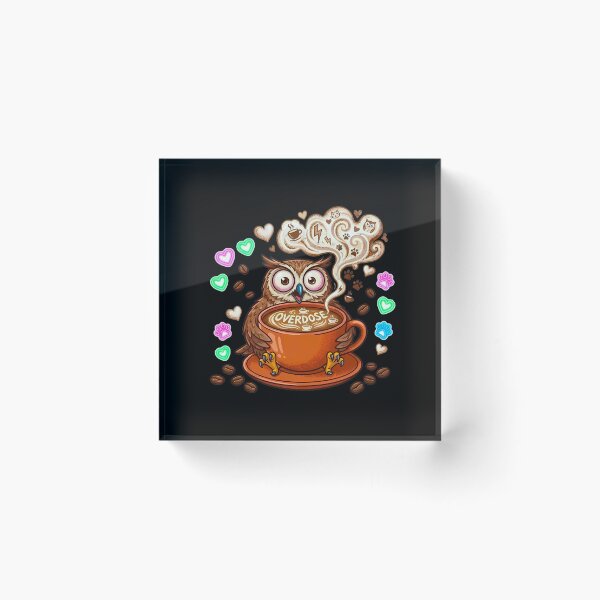 Item preview, Coffee Overdose - Funny Wide-Eyed Owl & Caffeine Rush Art designed and sold by AbulailArt.