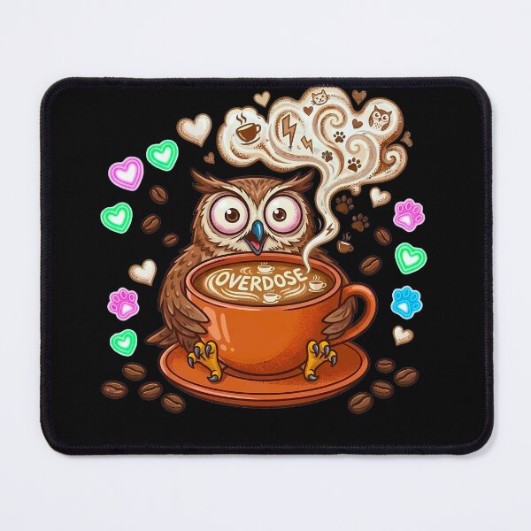 Item preview, Coffee Overdose - Funny Wide-Eyed Owl & Caffeine Rush Art designed and sold by AbulailArt.