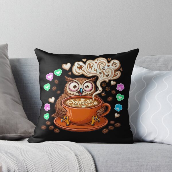 Item preview, Coffee Overdose - Funny Wide-Eyed Owl & Caffeine Rush Art designed and sold by AbulailArt.