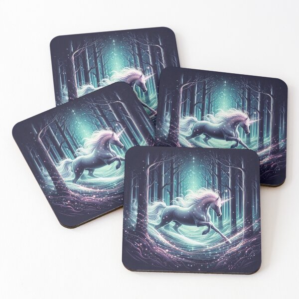 Item preview, Glowing Unicorn Running Through Mystical Forest – Fantasy T-Shirt Design designed and sold by Mitaudesign.