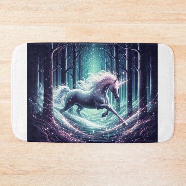 Item preview, Glowing Unicorn Running Through Mystical Forest – Fantasy T-Shirt Design designed and sold by Mitaudesign.