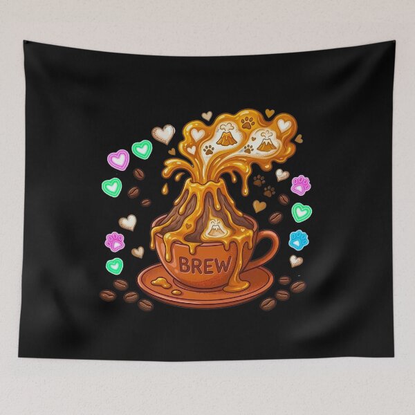 Item preview, Volcano Brew - Explosive Coffee Eruption & Neon Heart Art designed and sold by AbulailArt.