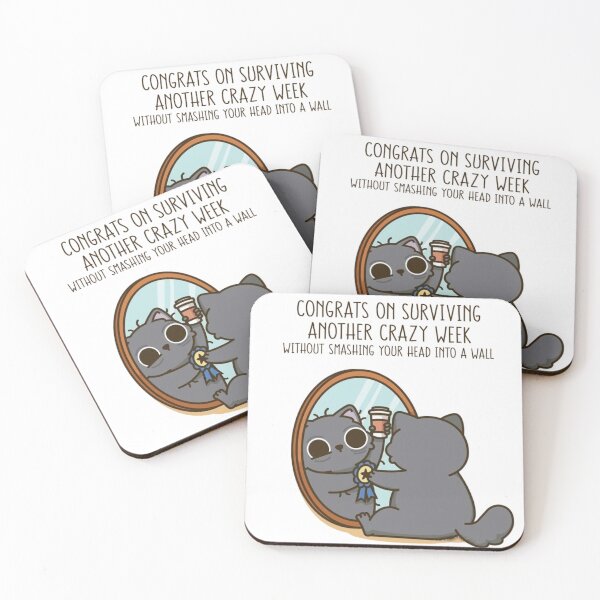 Item preview, Funny Black Cat Mirror Meme Congrats On Surviving Another Crazy Week designed and sold by ahabboud.