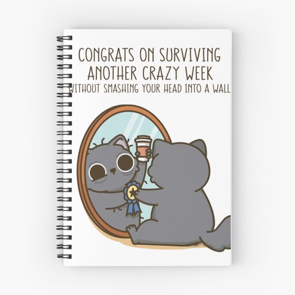 Item preview, Funny Black Cat Mirror Meme Congrats On Surviving Another Crazy Week designed and sold by ahabboud.