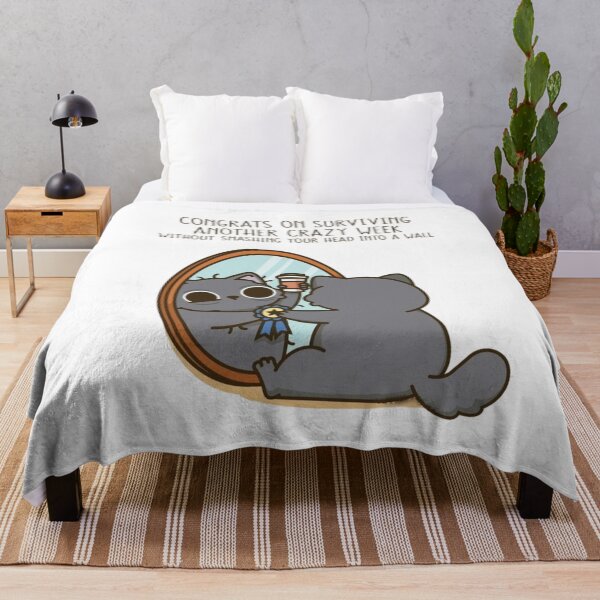 Item preview, Funny Black Cat Mirror Meme Congrats On Surviving Another Crazy Week designed and sold by ahabboud.