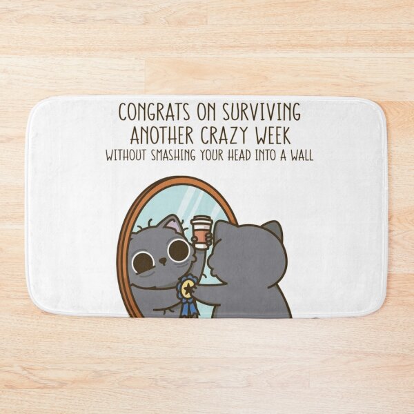 Item preview, Funny Black Cat Mirror Meme Congrats On Surviving Another Crazy Week designed and sold by ahabboud.