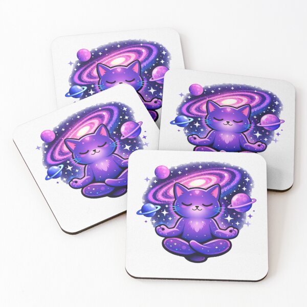 Item preview, Cosmic Cat Meditation – Space Yoga Kitty designed and sold by PapitaPelona.