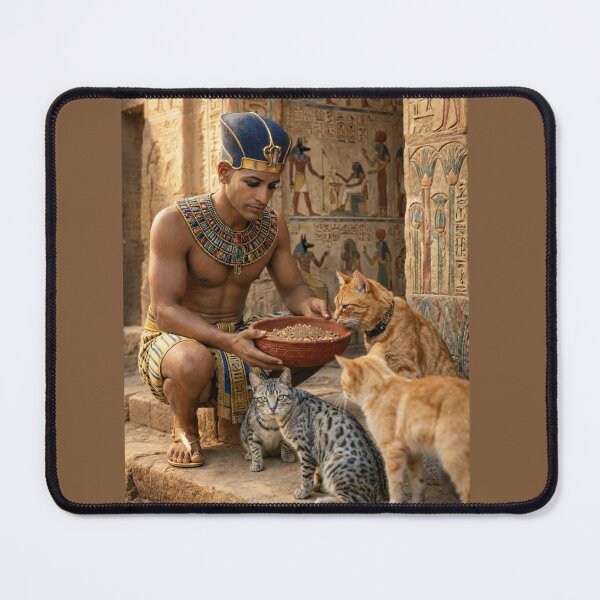 Item preview, Ancient Egyptian Pharaoh with Mau Cat . Kemet King & Wadjet Cobra Sacred Egyptian Art designed and sold by TuyaArts.