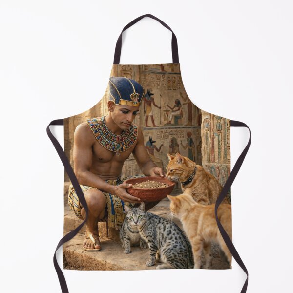 Item preview, Ancient Egyptian Pharaoh with Mau Cat . Kemet King & Wadjet Cobra Sacred Egyptian Art designed and sold by TuyaArts.