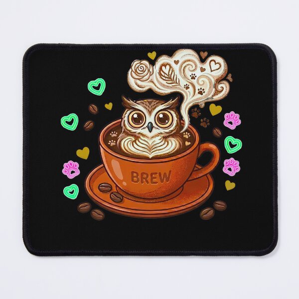 Item preview, Cosmic Owl Brew - Cute Owl in Steaming Coffee Cup Art designed and sold by AbulailArt.