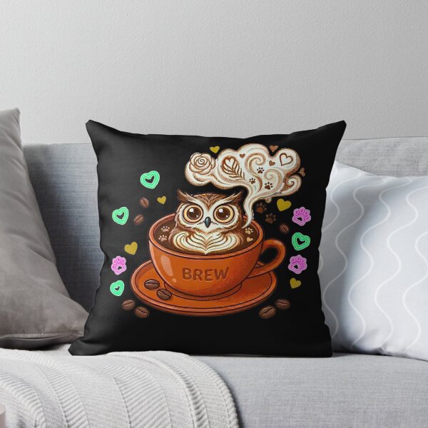 Item preview, Cosmic Owl Brew - Cute Owl in Steaming Coffee Cup Art designed and sold by AbulailArt.