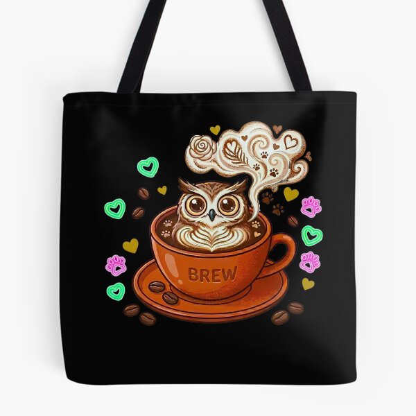 Item preview, Cosmic Owl Brew - Cute Owl in Steaming Coffee Cup Art designed and sold by AbulailArt.