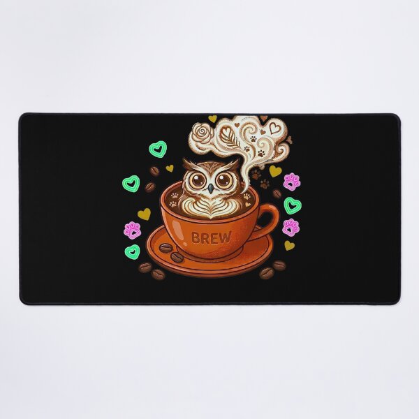 Item preview, Cosmic Owl Brew - Cute Owl in Steaming Coffee Cup Art designed and sold by AbulailArt.