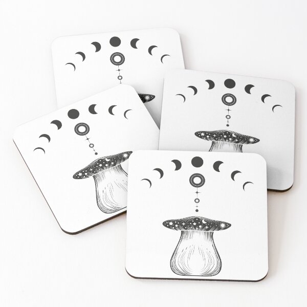 Item preview, Cosmic Mushroom with Moon Phases – Mystical Celestial Nature Illustration white designed and sold by eachside-nik.