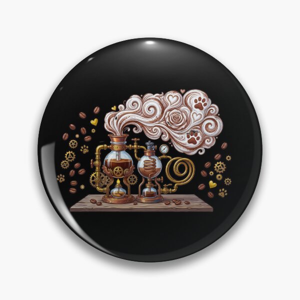Item preview, Steampunk Coffee Alchemy - Vintage Industrial Brew Machine Art designed and sold by AbulailArt.