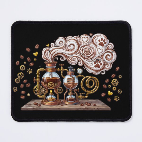 Item preview, Steampunk Coffee Alchemy - Vintage Industrial Brew Machine Art designed and sold by AbulailArt.