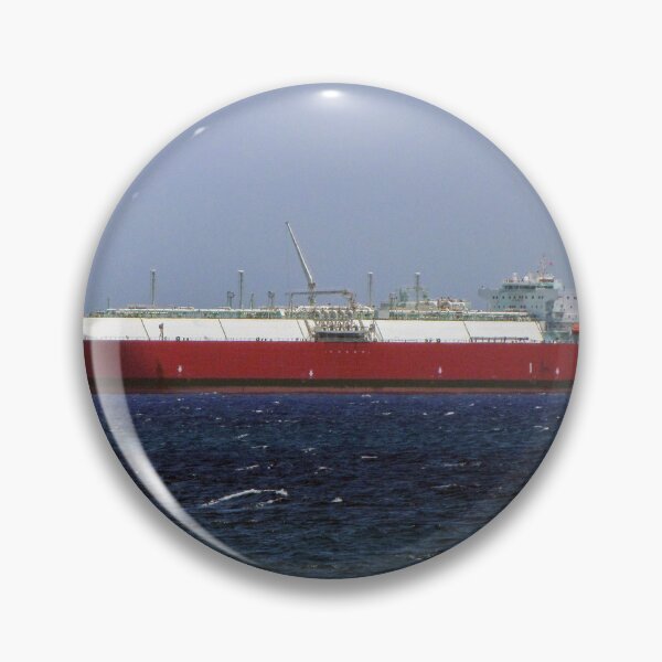 Item preview, Red LNG Tanker Ship Sailing On Open Ocean Horizon With Calm Blue Sea And Clear Sky designed and sold by Nmallia.