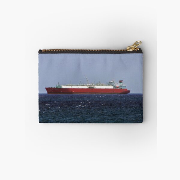 Item preview, Red LNG Tanker Ship Sailing On Open Ocean Horizon With Calm Blue Sea And Clear Sky designed and sold by Nmallia.
