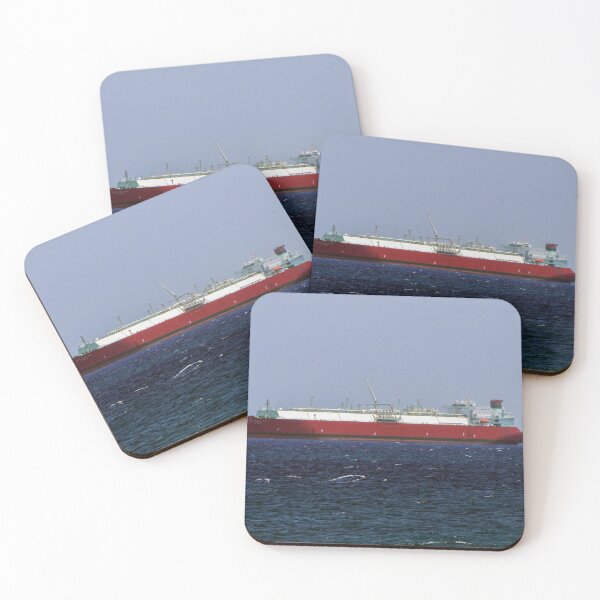 Item preview, Red LNG Tanker Ship Sailing On Open Ocean Horizon With Calm Blue Sea And Clear Sky designed and sold by Nmallia.