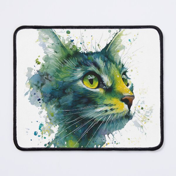 Item preview, Emerald Abstract Watercolor Cat Portrait. designed and sold by Mr Lee.