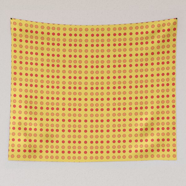 Item preview, Red Stars and Orange Circles on Yellow background pattern designed and sold by fev-rocks.