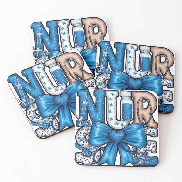 Item preview, Blue Coquette Nurse Sublimation Design with Floral Bow and Medical Icons designed and sold by sanorastyle.