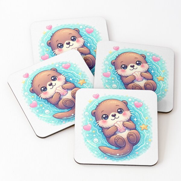 Item preview, Adorable Floating Otter – Cute Kawaii Sea Otter designed and sold by PapitaPelona.