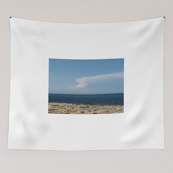 Item preview, Calm Blue Sea and Rocky Shore with Distant Clouds on a Clear Sunny Day designed and sold by Nmallia.