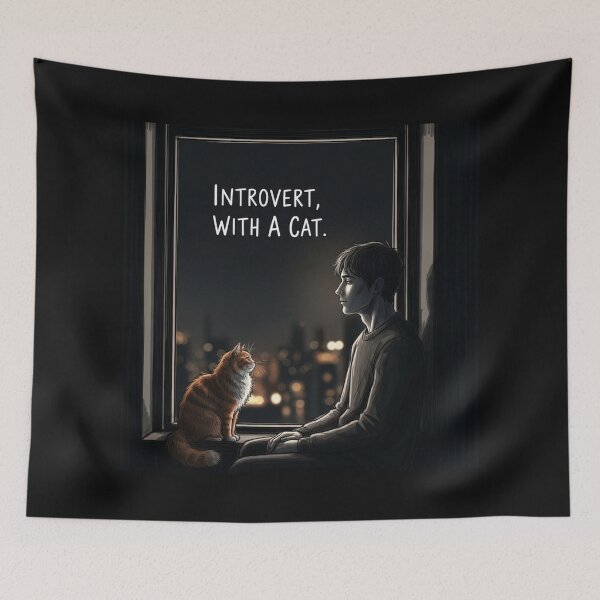 Item preview, Introvert With A Cat designed and sold by PetJoyPrintsCO.