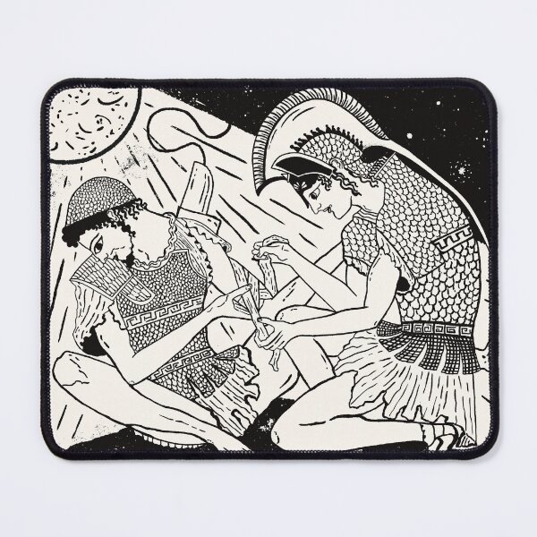 Item preview, Achilles and Patroclus - Greek Mythology Vase Painting Illustration designed and sold by Ancient-Tales.