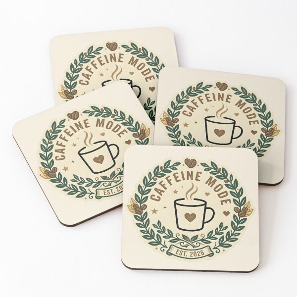 Item preview, CAFFEINE MODE - Minimalist Coffee Mug Icon Design designed and sold by WowDezign.