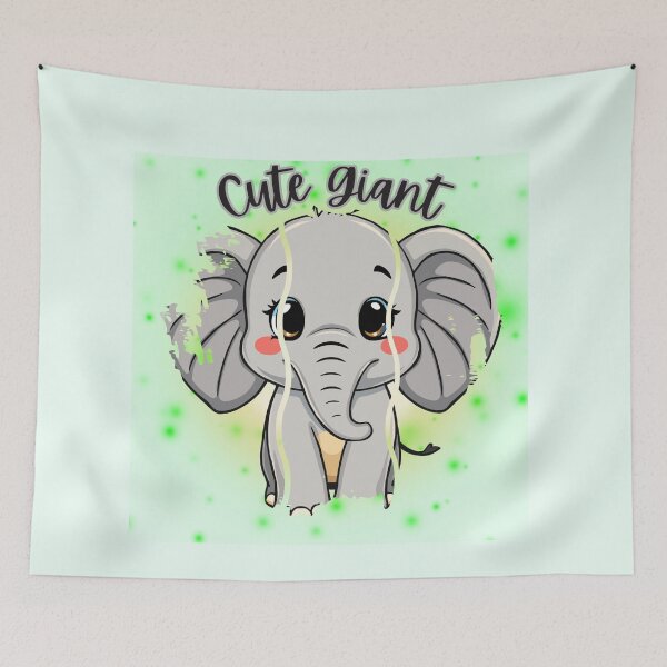 Item preview, Cute Giant Baby Elephant – Glowing Watercolor Wildlife Art designed and sold by PriyaMagic.