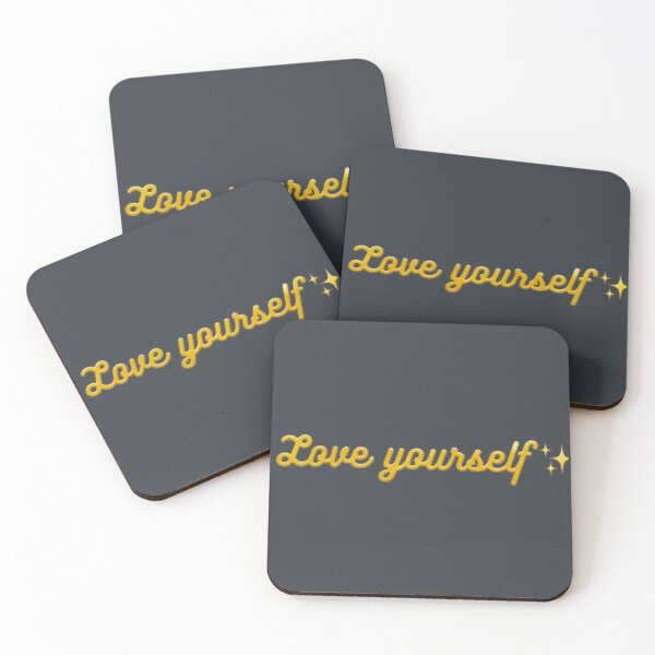 Item preview, Love Yourself - Glossy Golden Yellow Typography designed and sold by RakyLaky.