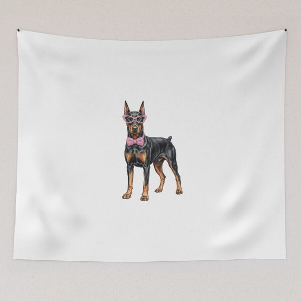 Item preview, Pink Doberman Sunglasses Bow Retro 90s Airbrush Dog Mom Graphic designed and sold by EvrmoodCo.