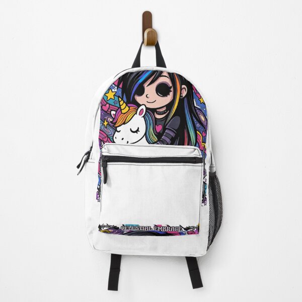 Item preview, "Heavenly Embrace: Gothic Emo Girl and Rainbow Unicorn" designed and sold by Skully-Studio.