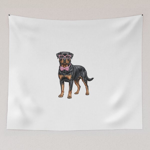Item preview, Pink Rottweiler Sunglasses Bow Retro 90s Airbrush Dog Mom Graphic designed and sold by EvrmoodCo.