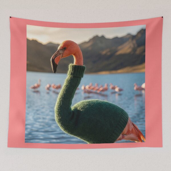 Item preview, Dapper Flamingo Stays Warm in Fisherman's Sweater  designed and sold by Tridentulus.