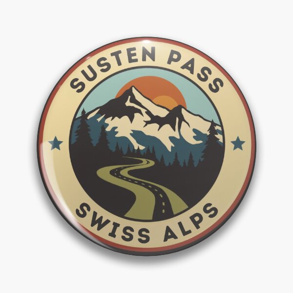 Item preview, Susten Pass Swiss Alps Vintage Adventure Badge designed and sold by GoaTeeGram.